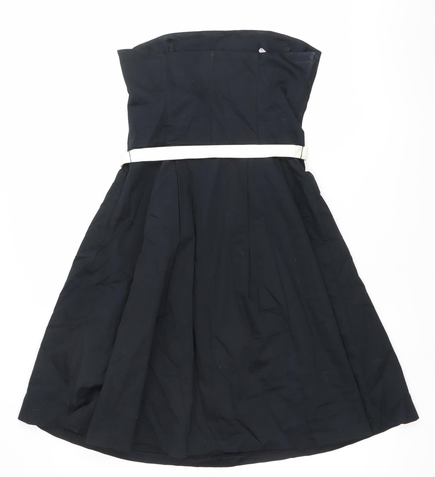 Oasis Womens Black Strapless A-Line Dress Size 12 Belted Cocktail