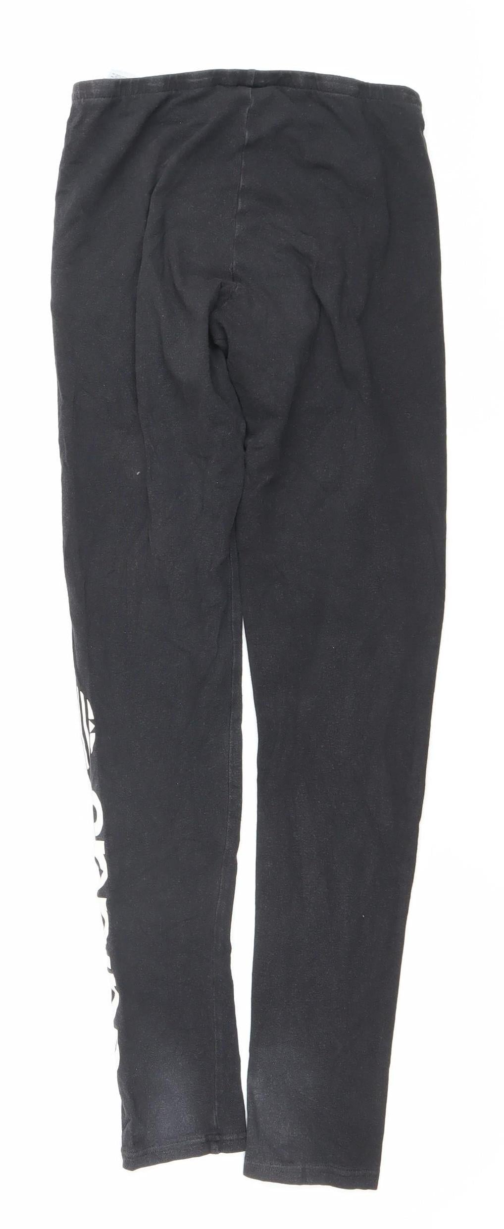 Adidas Womens Black Leggings Size 8 Slim Fit Cotton Elastane