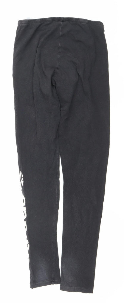 Adidas Womens Black Leggings Size 8 Slim Fit Cotton Elastane