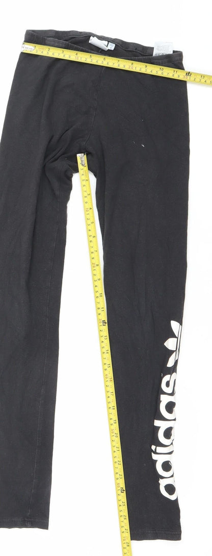 Adidas Womens Black Leggings Size 8 Slim Fit Cotton Elastane