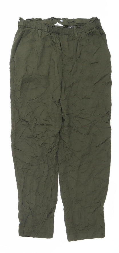 Womens UK Size 10 H&M Relaxed Fit Jogger Green Trousers