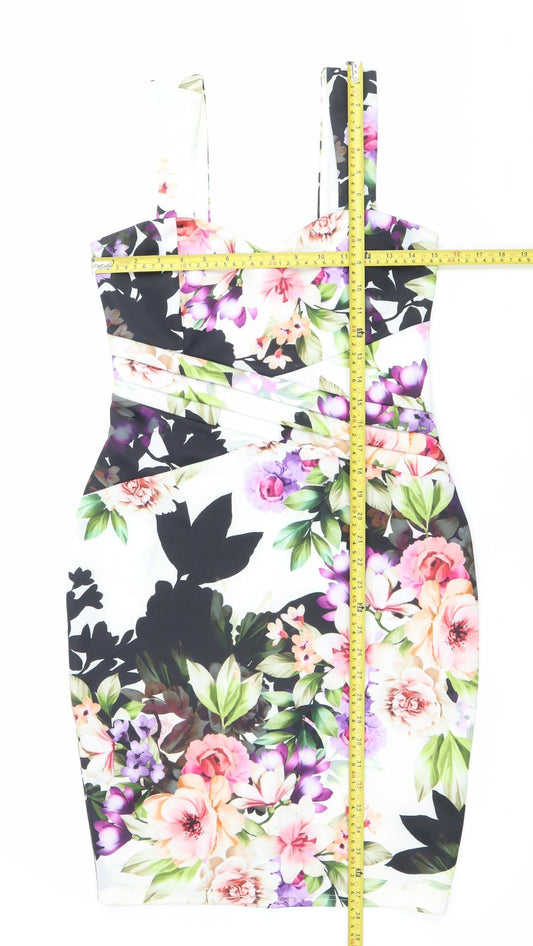 Lipsy London Women's Multicoloured Floral Bodycon Dress Size 12