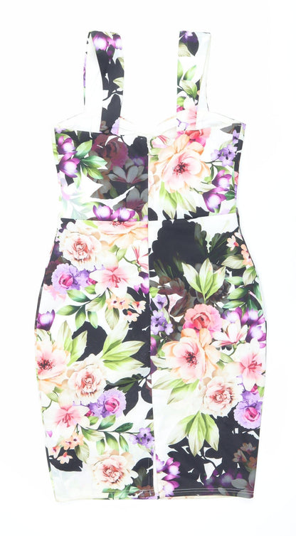 Lipsy London Women's Multicoloured Floral Bodycon Dress Size 12