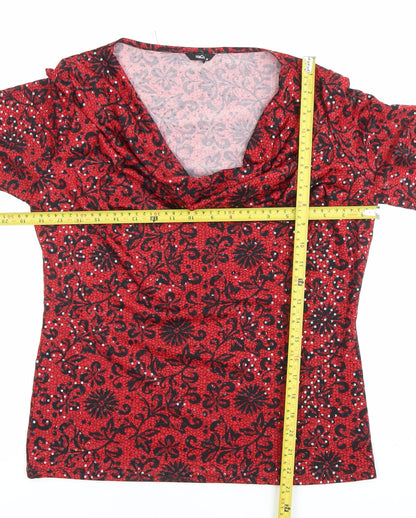 Womens UK Size 16 M&Co Red Tunic Blouse
