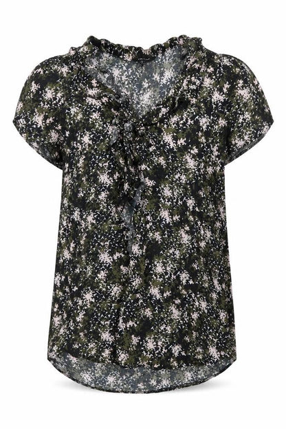 New Look Womens Multicoloured Floral Ruffle Tie Blouse Size 12
