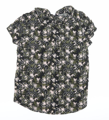 New Look Womens Multicoloured Floral Ruffle Tie Blouse Size 12