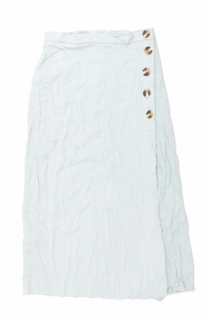 New Look Women Blue Linen Blend Knee Length Skirt UK 8