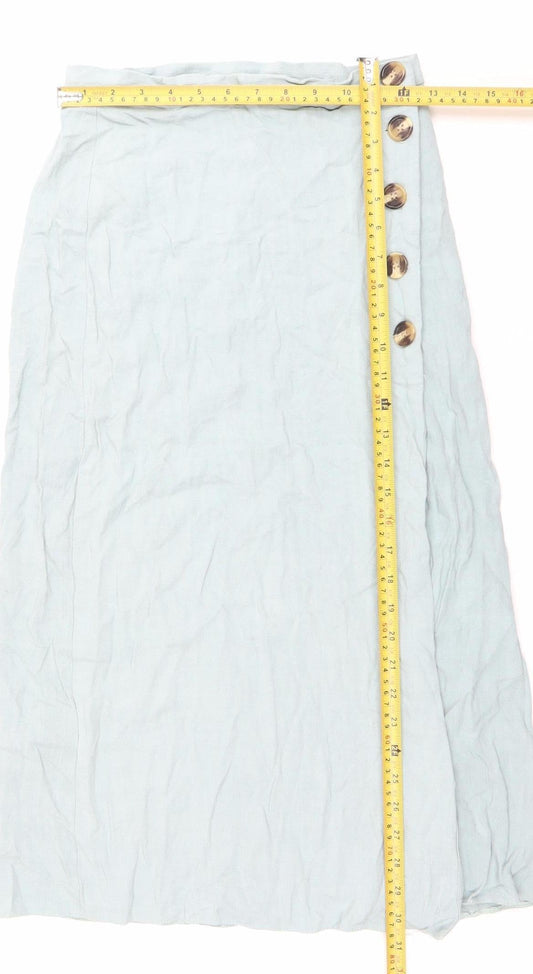 New Look Women Blue Linen Blend Knee Length Skirt UK 8