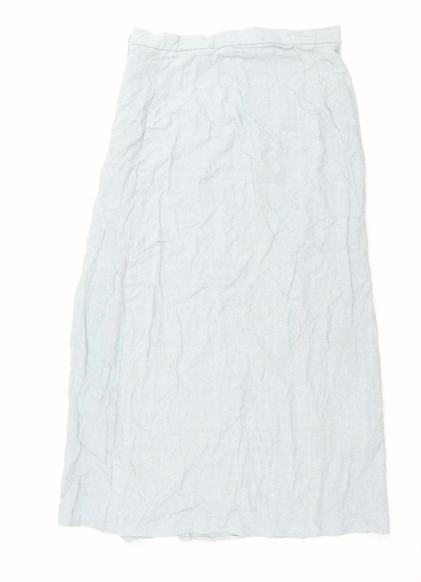 New Look Women Blue Linen Blend Knee Length Skirt UK 8