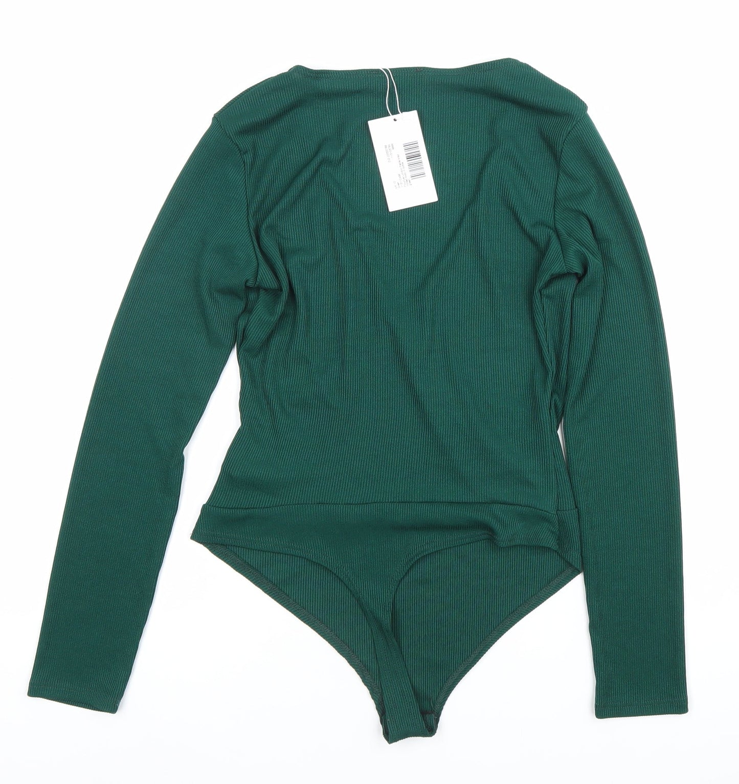 Flounce Womens Green Size 6 Slim Fit Long Sleeve V-Neck Bodysuit