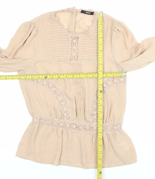 Womens UK Size 8 Oasis Beige Tunic Blouse