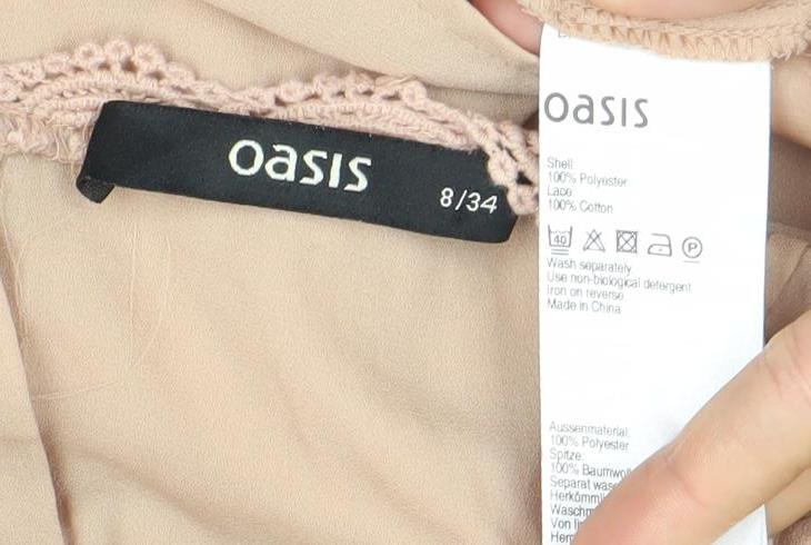 Womens UK Size 8 Oasis Beige Tunic Blouse