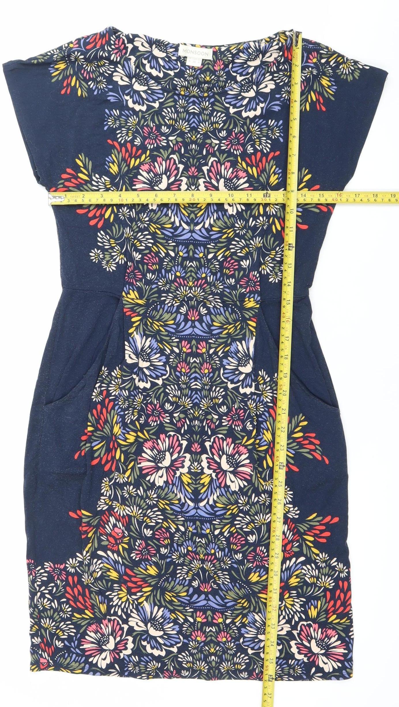 Monsoon Women’s Multicoloured Floral Strapless Bodycon Dress Size 8