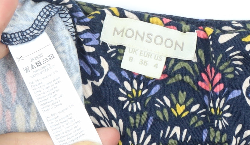 Monsoon Women’s Multicoloured Floral Strapless Bodycon Dress Size 8