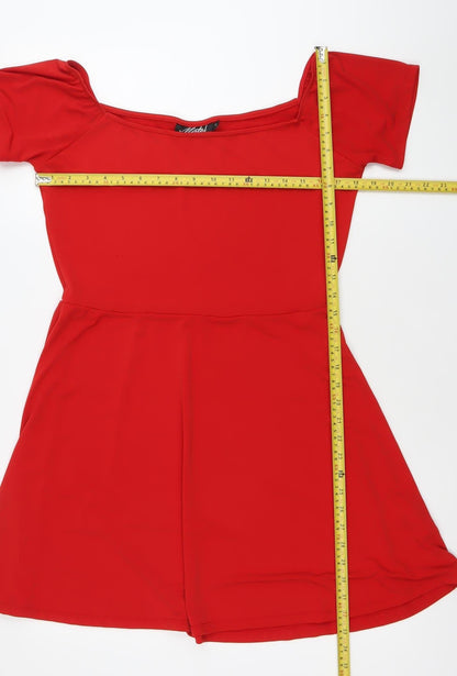 Model Women’s Red A-Line Off Shoulder Dress XL Short Sleeve Party