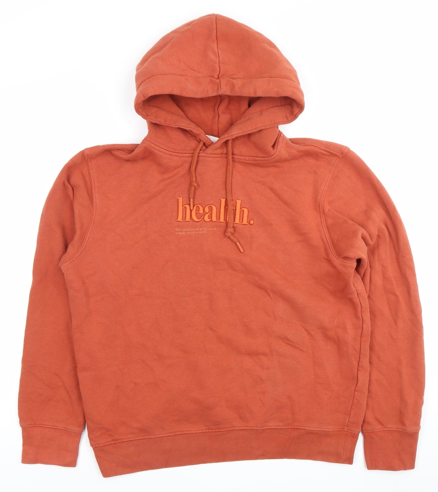 Mango Unisex Orange Pullover Hoodie M Embroidered Logo Casual