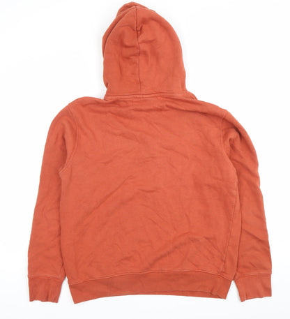 Mango Unisex Orange Pullover Hoodie M Embroidered Logo Casual
