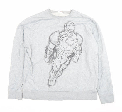 Mens UK Size 2XL Marvel Grey Pullover Sweatshirt
