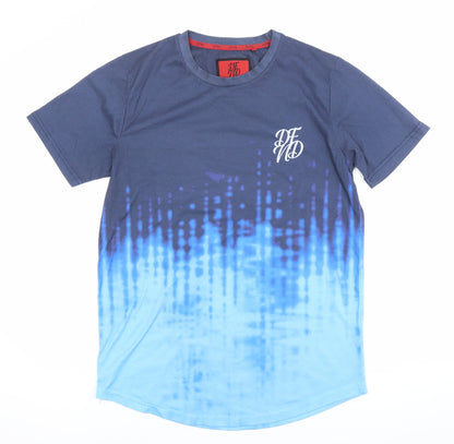 SikSilk Men’s Blue Graphic Ombre Slim Fit T-Shirt Size L