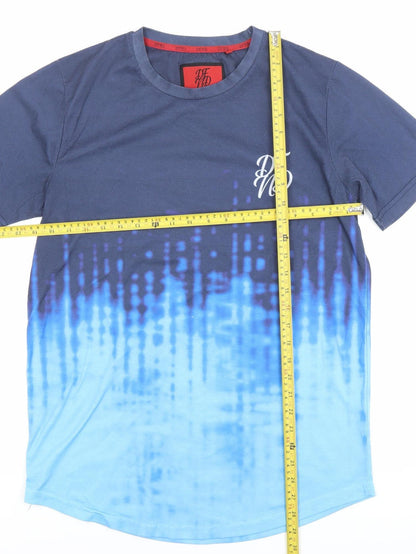 SikSilk Men’s Blue Graphic Ombre Slim Fit T-Shirt Size L