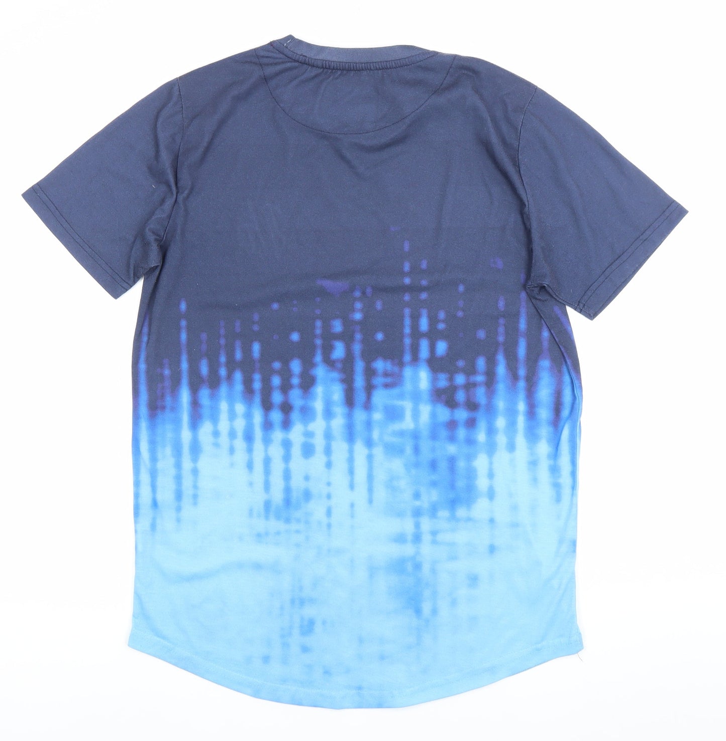 SikSilk Men’s Blue Graphic Ombre Slim Fit T-Shirt Size L