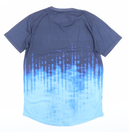 SikSilk Men’s Blue Graphic Ombre Slim Fit T-Shirt Size L