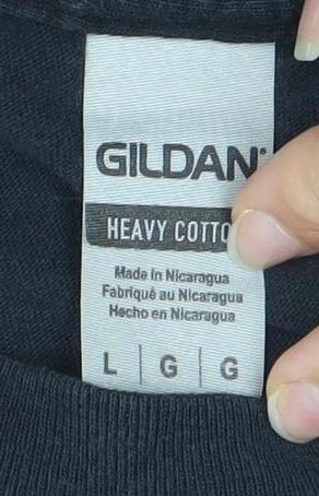 Mens UK Size L Gildan Black  T-Shirt