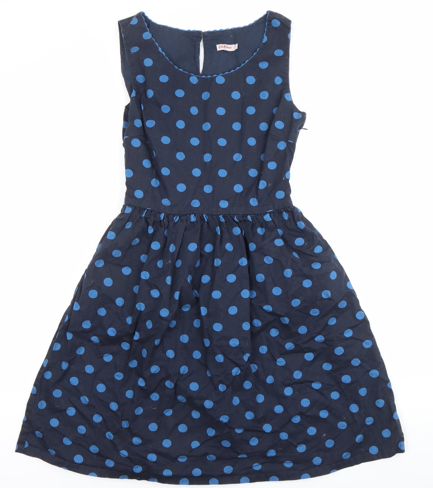 Cath Kidston Women’s Blue Polka Dot Cotton Knee Length A-Line Dress Size 8