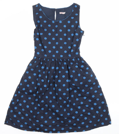 Cath Kidston Women’s Blue Polka Dot Cotton Knee Length A-Line Dress Size 8