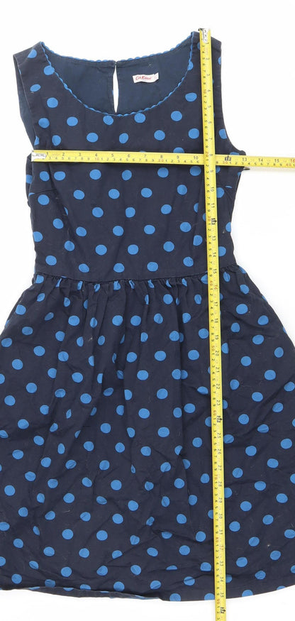 Cath Kidston Women’s Blue Polka Dot Cotton Knee Length A-Line Dress Size 8