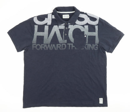 Crosshatch Black Label Men’s Blue Polo Shirt XL Graphic Logo Cotton