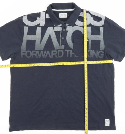 Crosshatch Black Label Men’s Blue Polo Shirt XL Graphic Logo Cotton