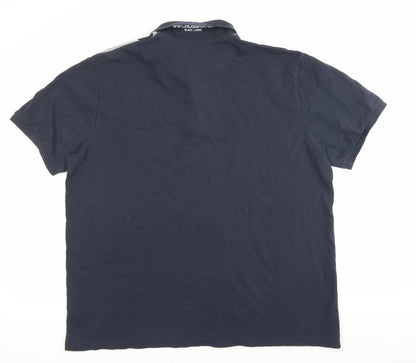 Crosshatch Black Label Men’s Blue Polo Shirt XL Graphic Logo Cotton