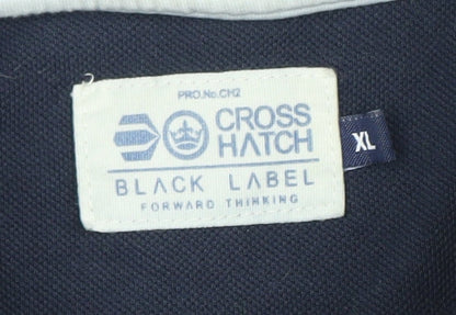 Crosshatch Black Label Men’s Blue Polo Shirt XL Graphic Logo Cotton