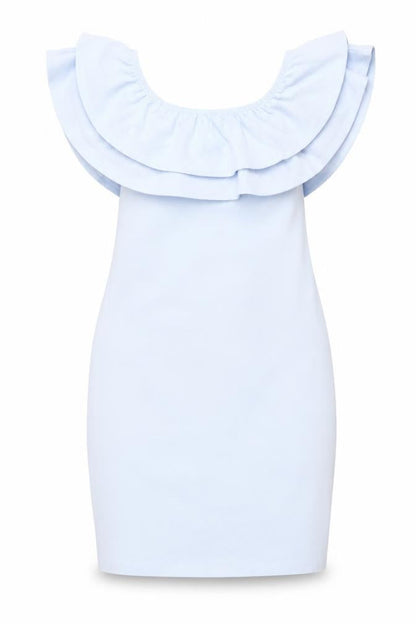 Zara Women Blue Strapless Ruffle Bodycon Dress Size 8