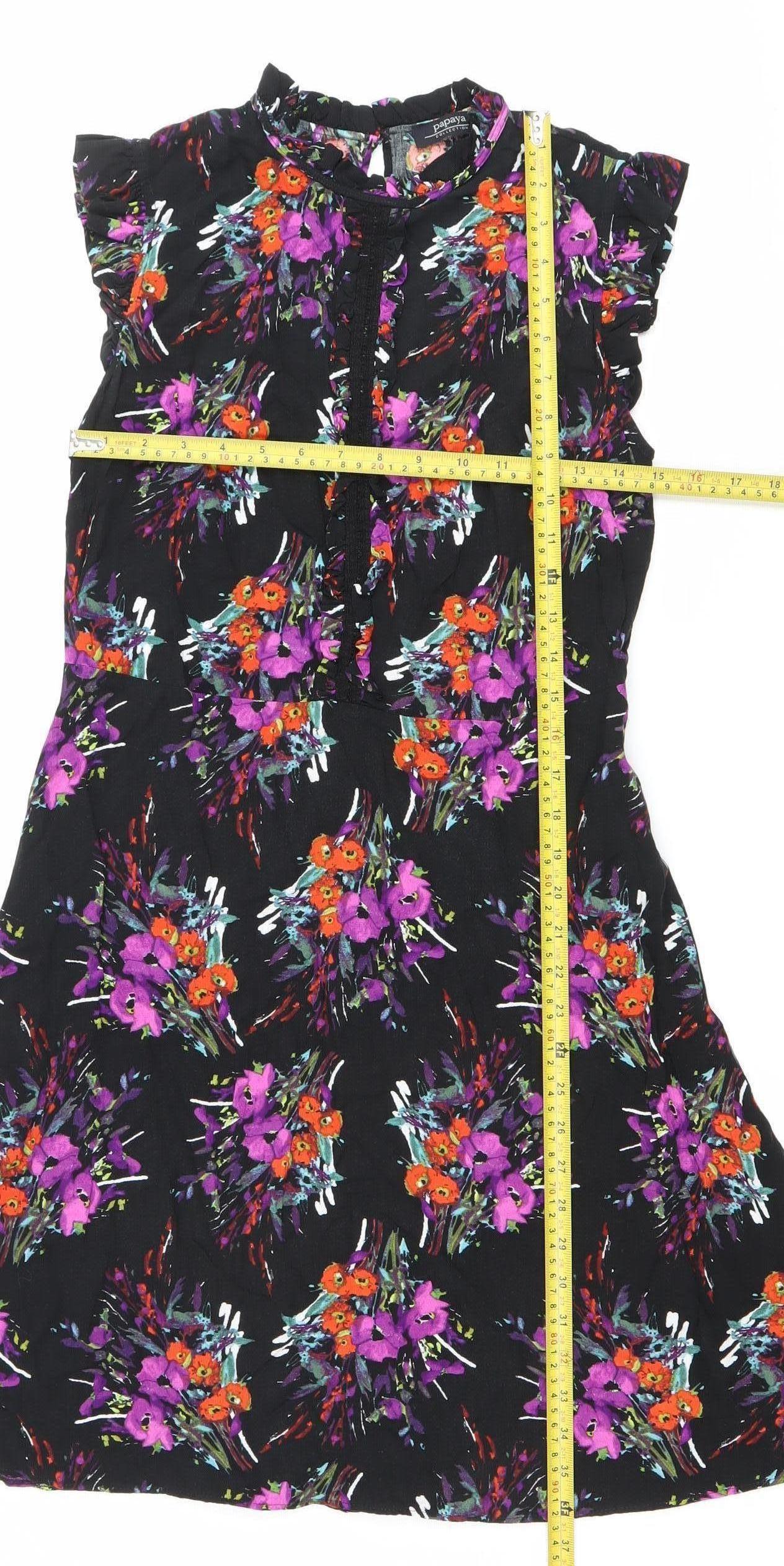 Papaya Women’s Black Floral A-Line Knee Length Dress Size 12