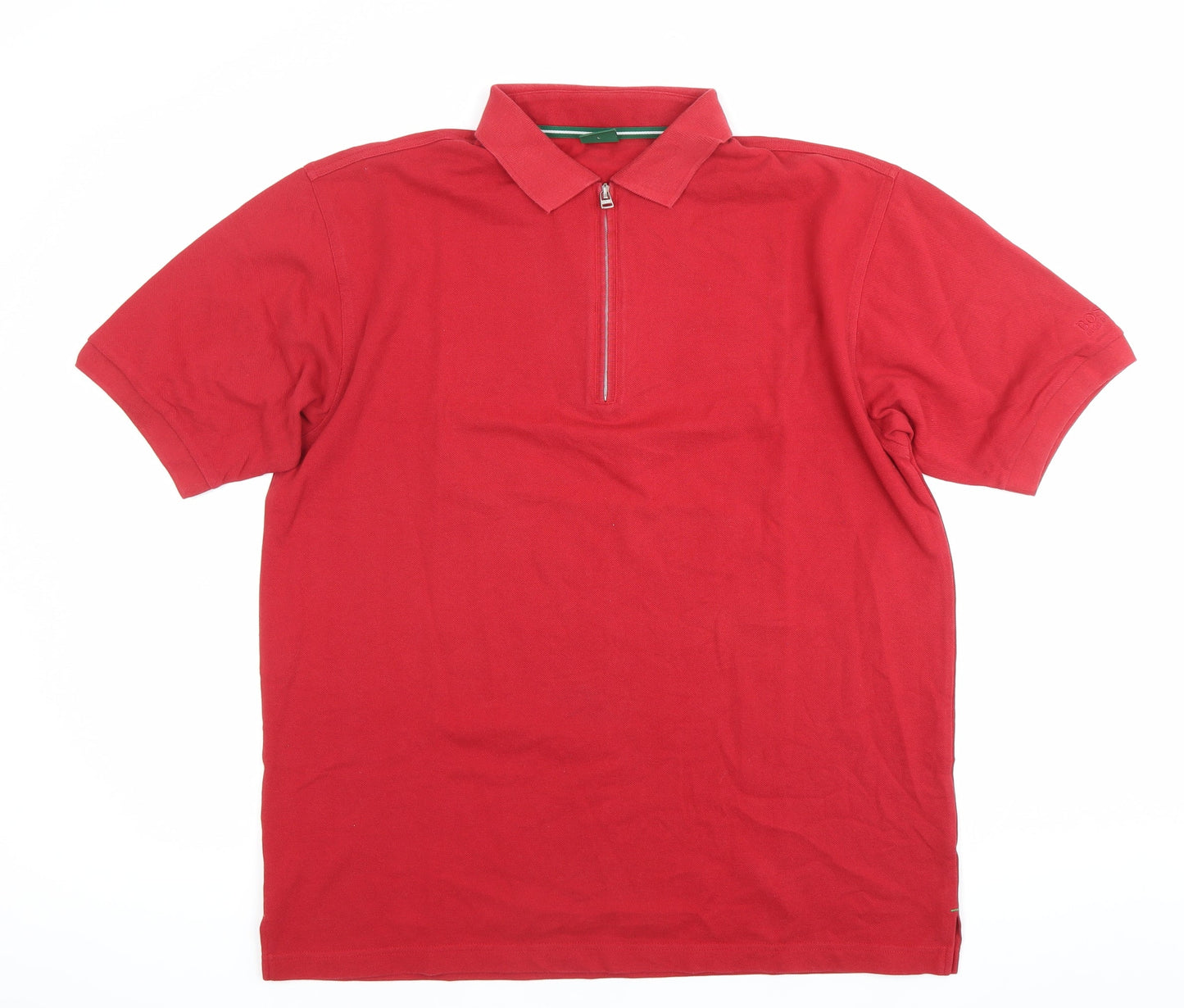 Hugo Boss Men’s Red Polo Shirt XL Cotton 1/4 Zip Short Sleeve