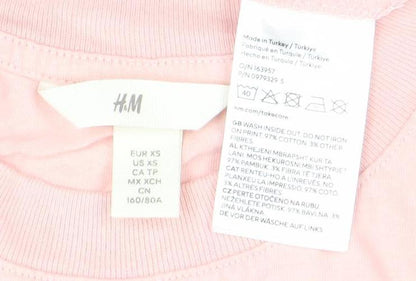 Womens UK Size XS H&M Pink Basic T-Shirt