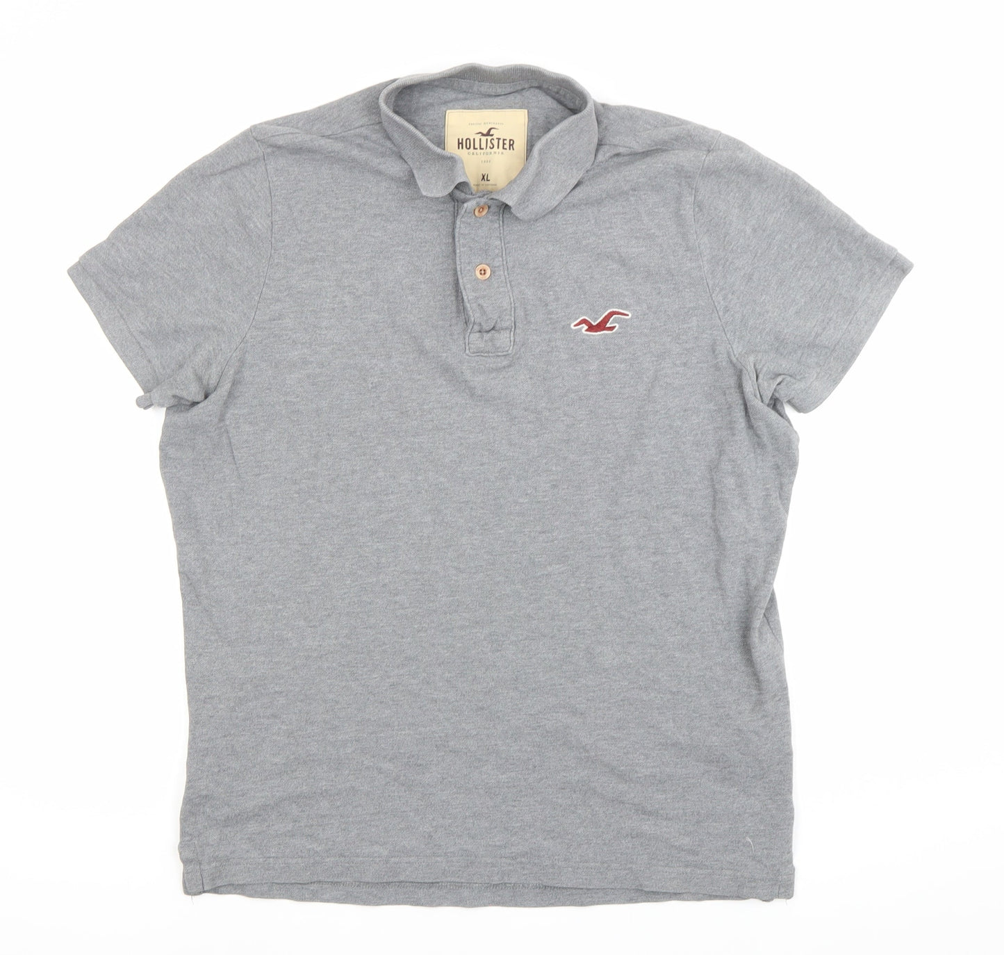 Hollister Men’s Grey Polo Shirt XL Regular Fit Short Sleeve Cotton