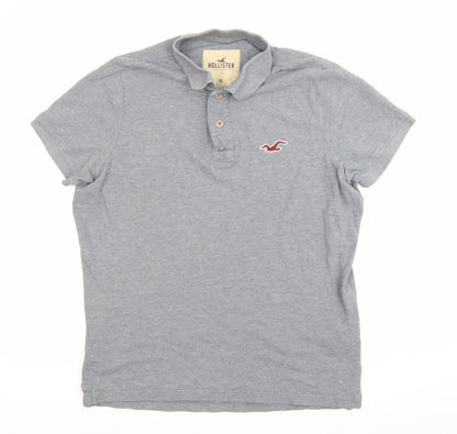 Hollister Men’s Grey Polo Shirt XL Regular Fit Short Sleeve Cotton
