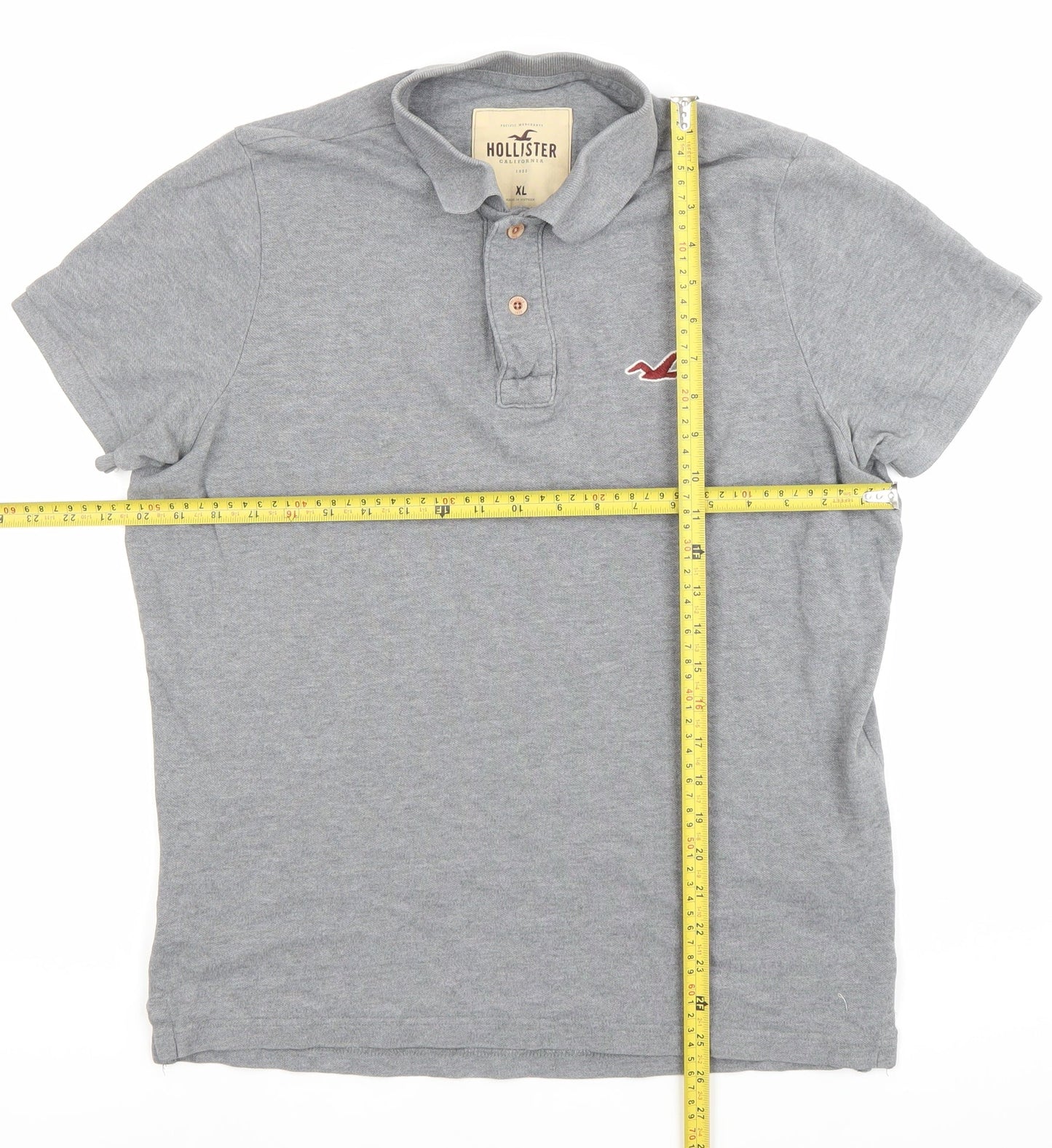 Hollister Men’s Grey Polo Shirt XL Regular Fit Short Sleeve Cotton