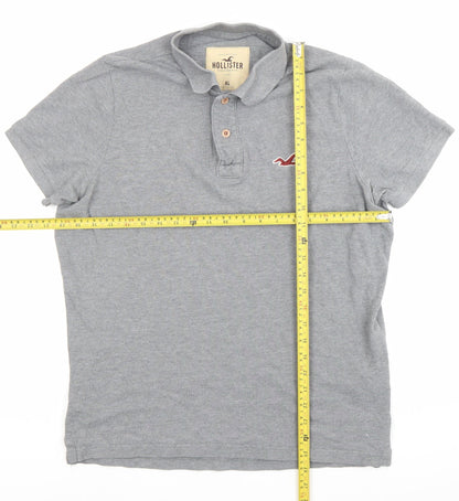 Hollister Men’s Grey Polo Shirt XL Regular Fit Short Sleeve Cotton
