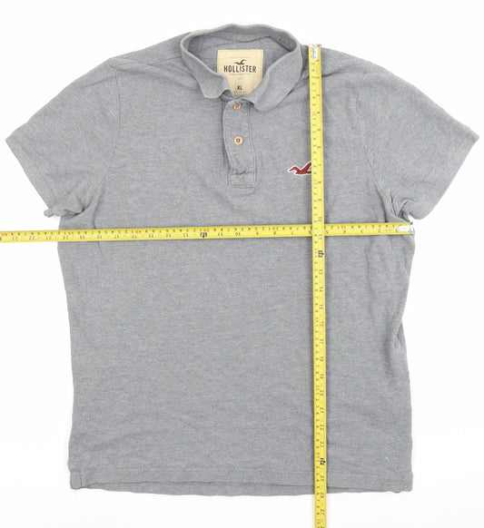 Hollister Men’s Grey Polo Shirt XL Regular Fit Short Sleeve Cotton