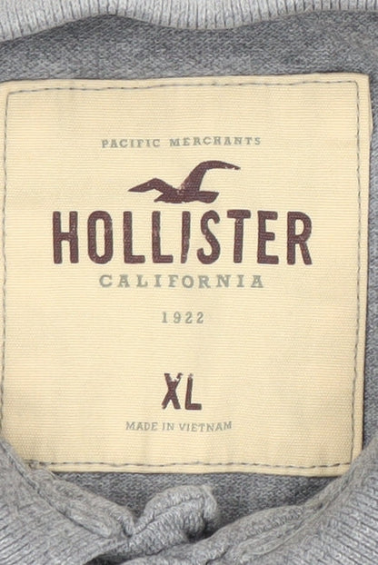 Hollister Men’s Grey Polo Shirt XL Regular Fit Short Sleeve Cotton