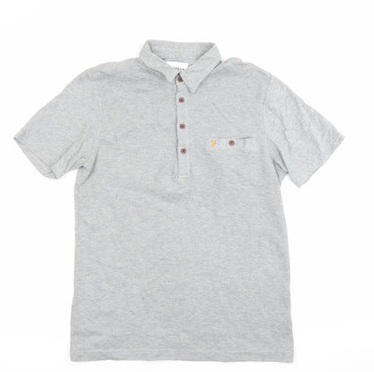 Farah Men's Grey Cotton Polo Shirt S Short Sleeve Casual