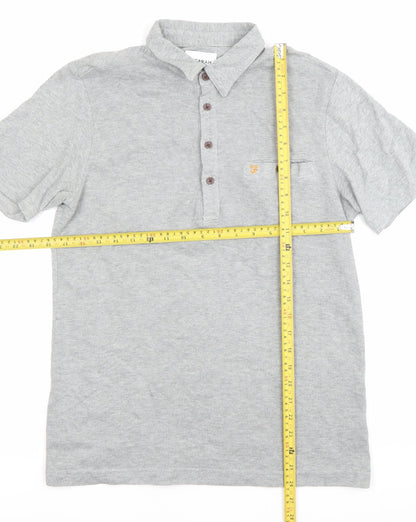 Farah Men's Grey Cotton Polo Shirt S Short Sleeve Casual