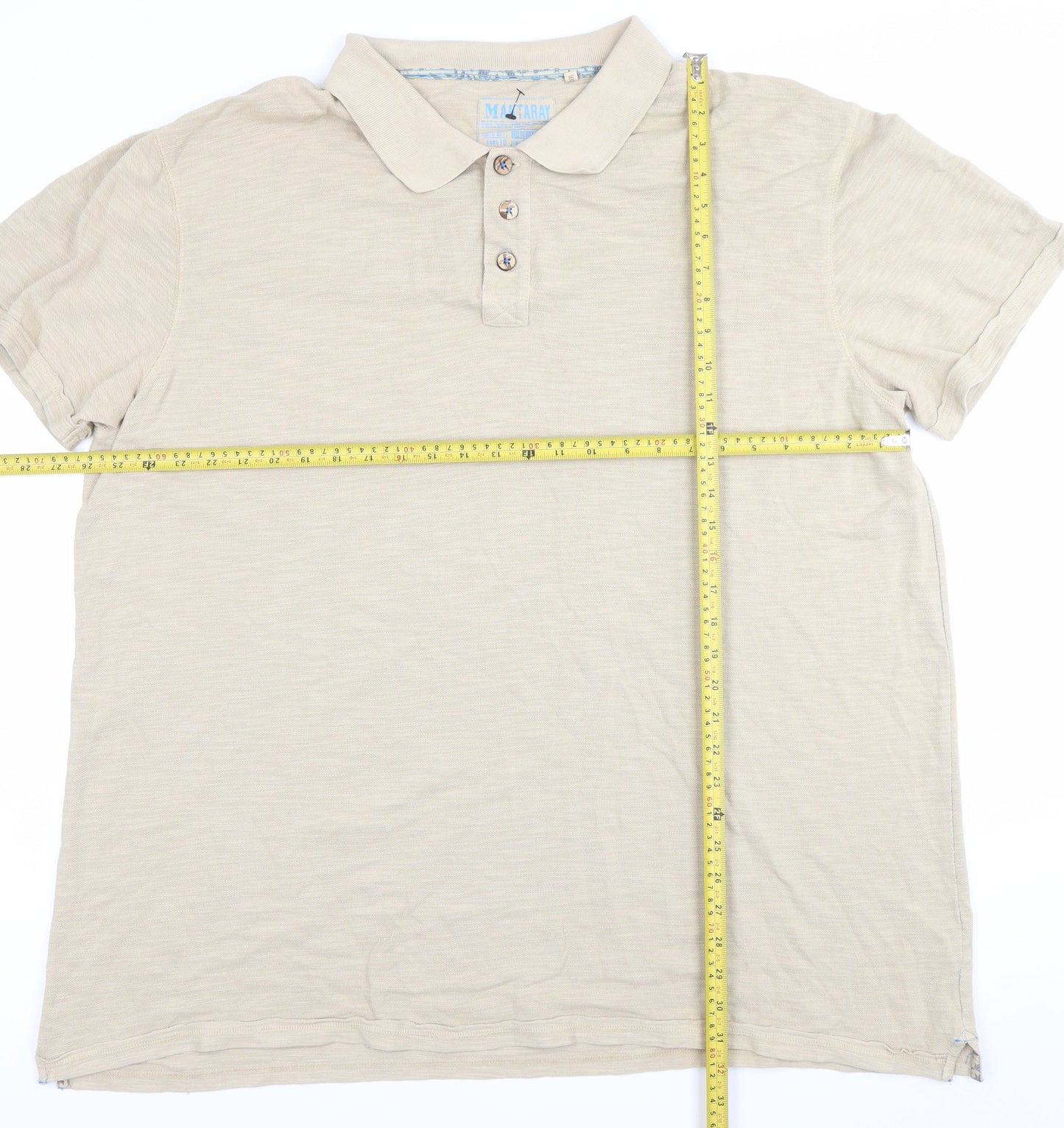 Mantaray Men's Beige 3XL Polo Shirt 100% Cotton Casual Summer