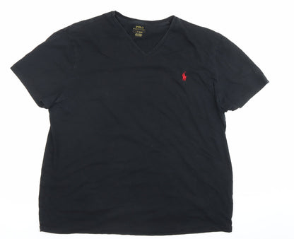 Ralph Lauren Men’s Black V-Neck Cotton T-Shirt Size L Regular Fit