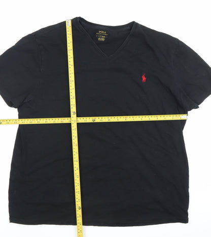 Ralph Lauren Men’s Black V-Neck Cotton T-Shirt Size L Regular Fit