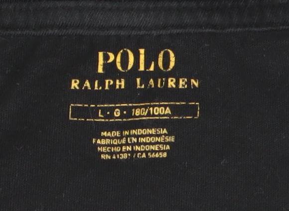 Ralph Lauren Men’s Black V-Neck Cotton T-Shirt Size L Regular Fit